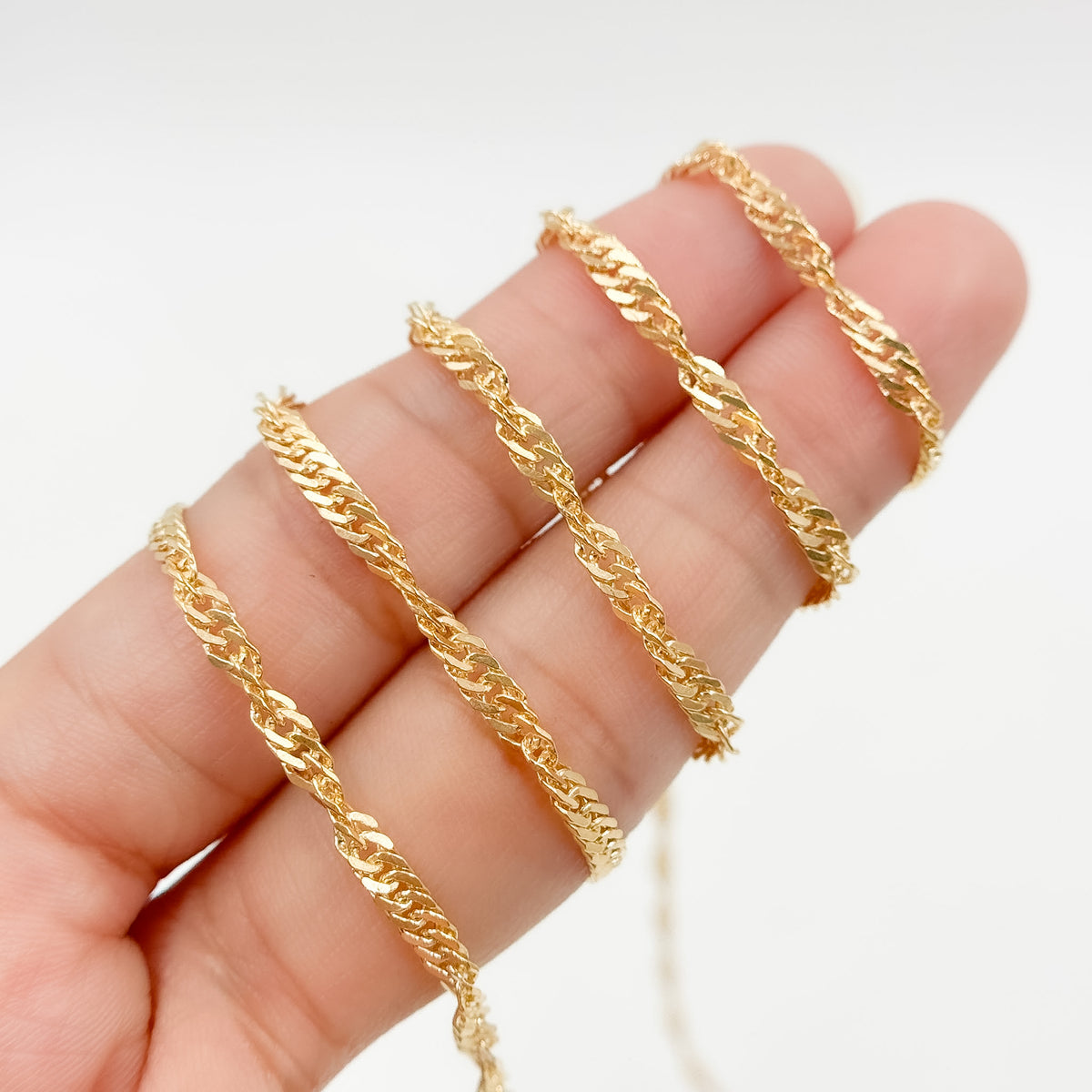 V318GF. 14K Gold Filled Twisted Singapore Unfinished Chain