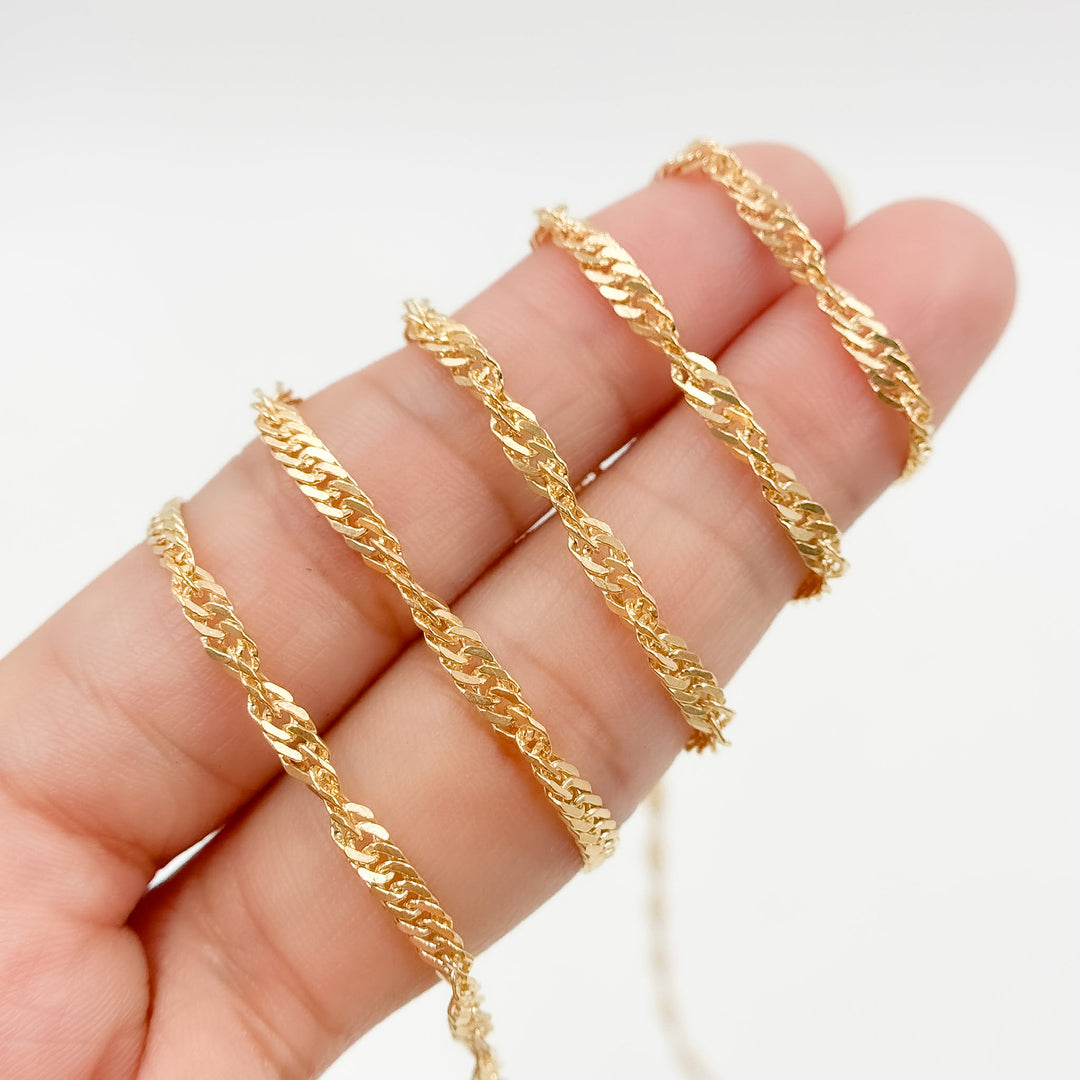 V318GF. 14K Gold Filled Twisted Singapore Unfinished Chain