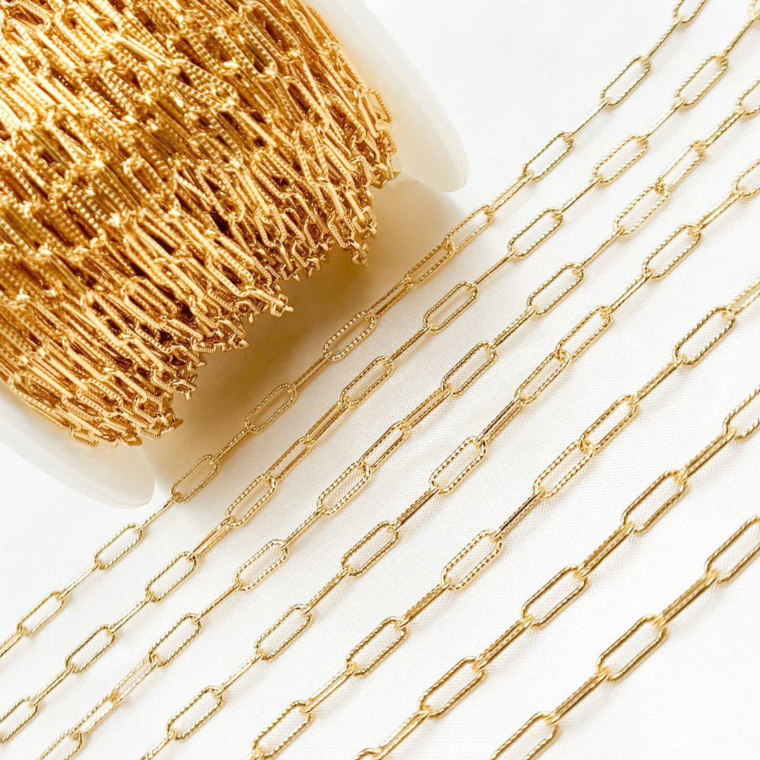 2903LGF. 14K Gold Filled Hammered Paperclip Chain