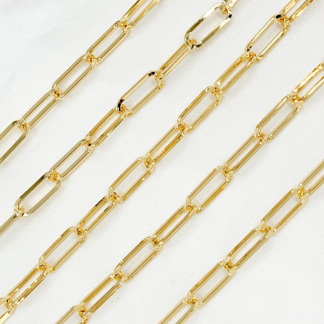 V13GP. Gold Plated 925 Sterling Silver Flat Paperclip Chain