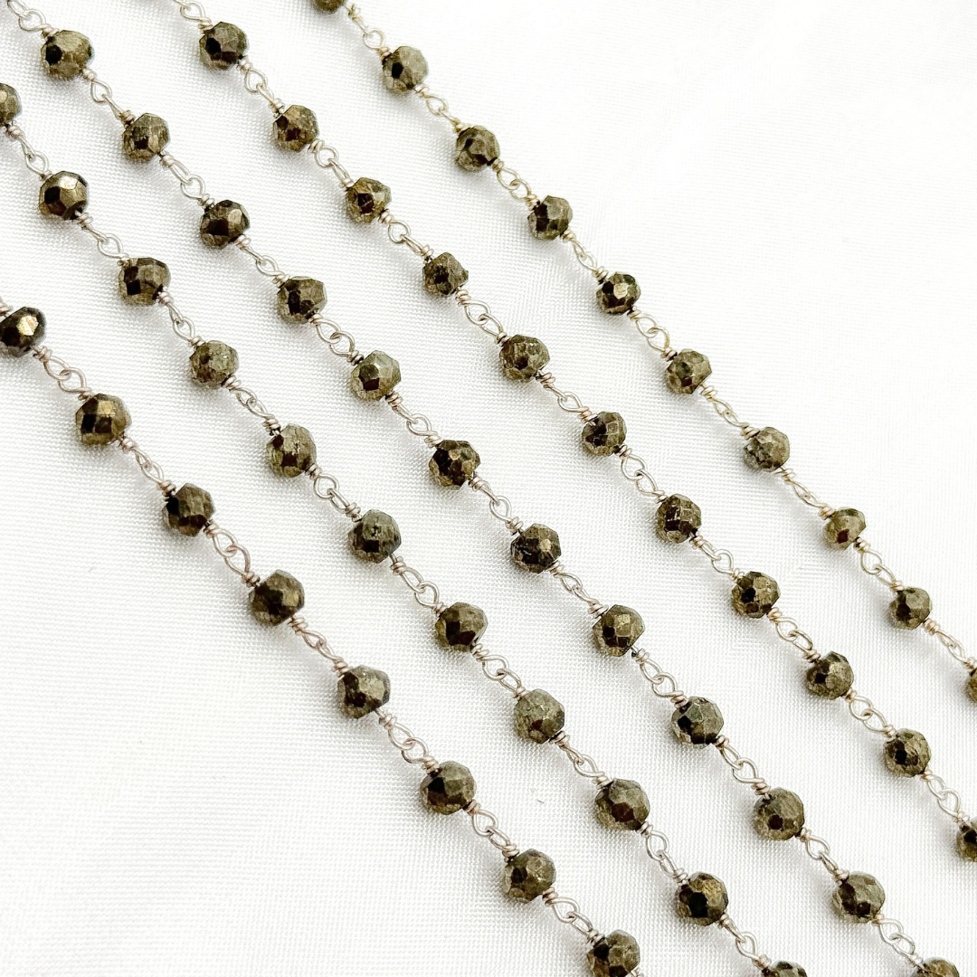 Pyrite 925 Sterling Silver Wire Chain.