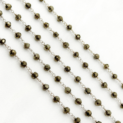 Pyrite 925 Sterling Silver Wire Chain.