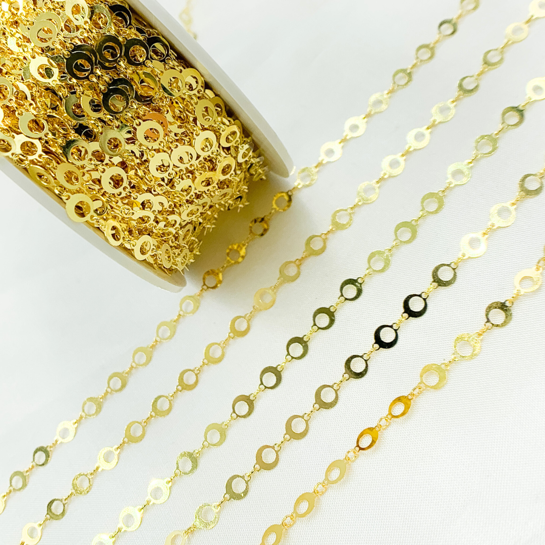 V20GP. Gold Plated 925 Sterling Silver Circle Link Chain
