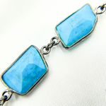 Load image into Gallery viewer, Turquoise Rectangle Shape Bezel Oxidized 925 Sterling Silver Wire Chain. TRQ3
