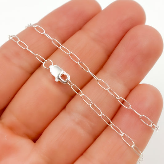 Sterling Silver Smooth Paperclip Necklace