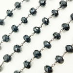 Load image into Gallery viewer, Black Spinel Rondel Faceted Wire Chain. BSP6
