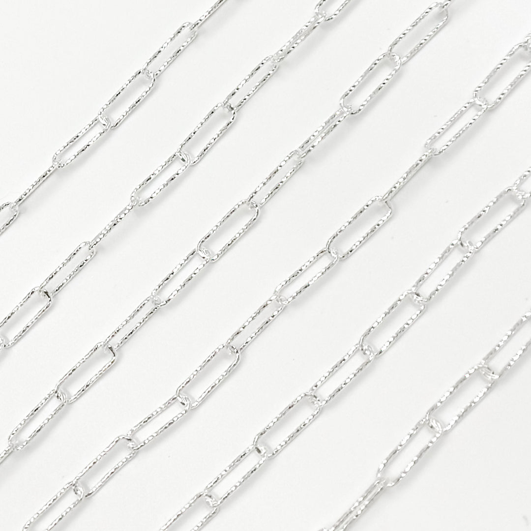 Y80DCSS. Sterling Silver Diamond Cut Paperclip Chain