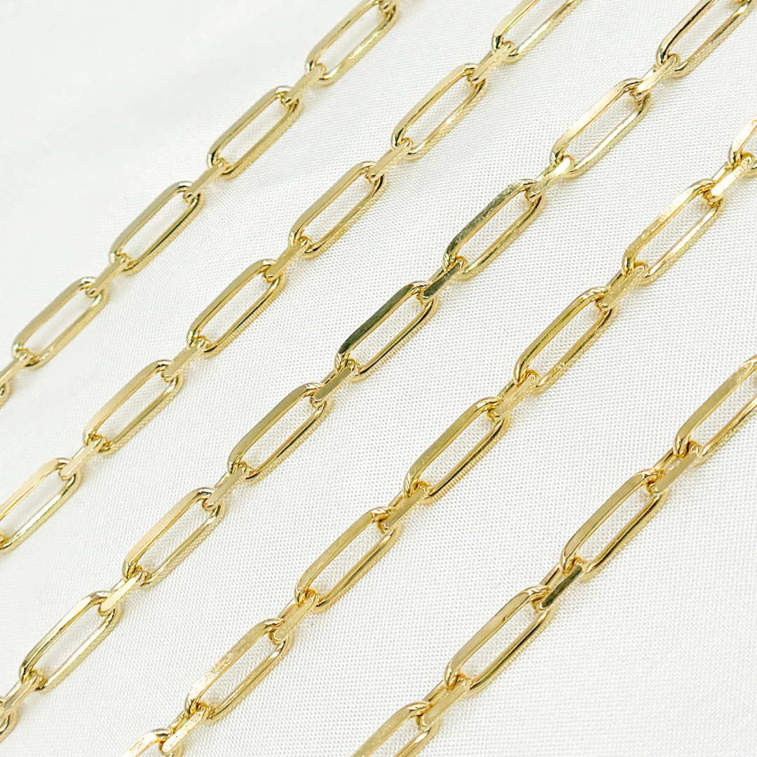 Z48GP. Gold Plated 925 Sterling Silver Diamond Cut Paperclip Link Chain
