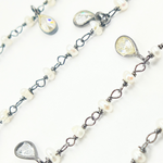 Load image into Gallery viewer, Pearl &amp; CZ Dangle Oxidized Wire Chain. PRL10
