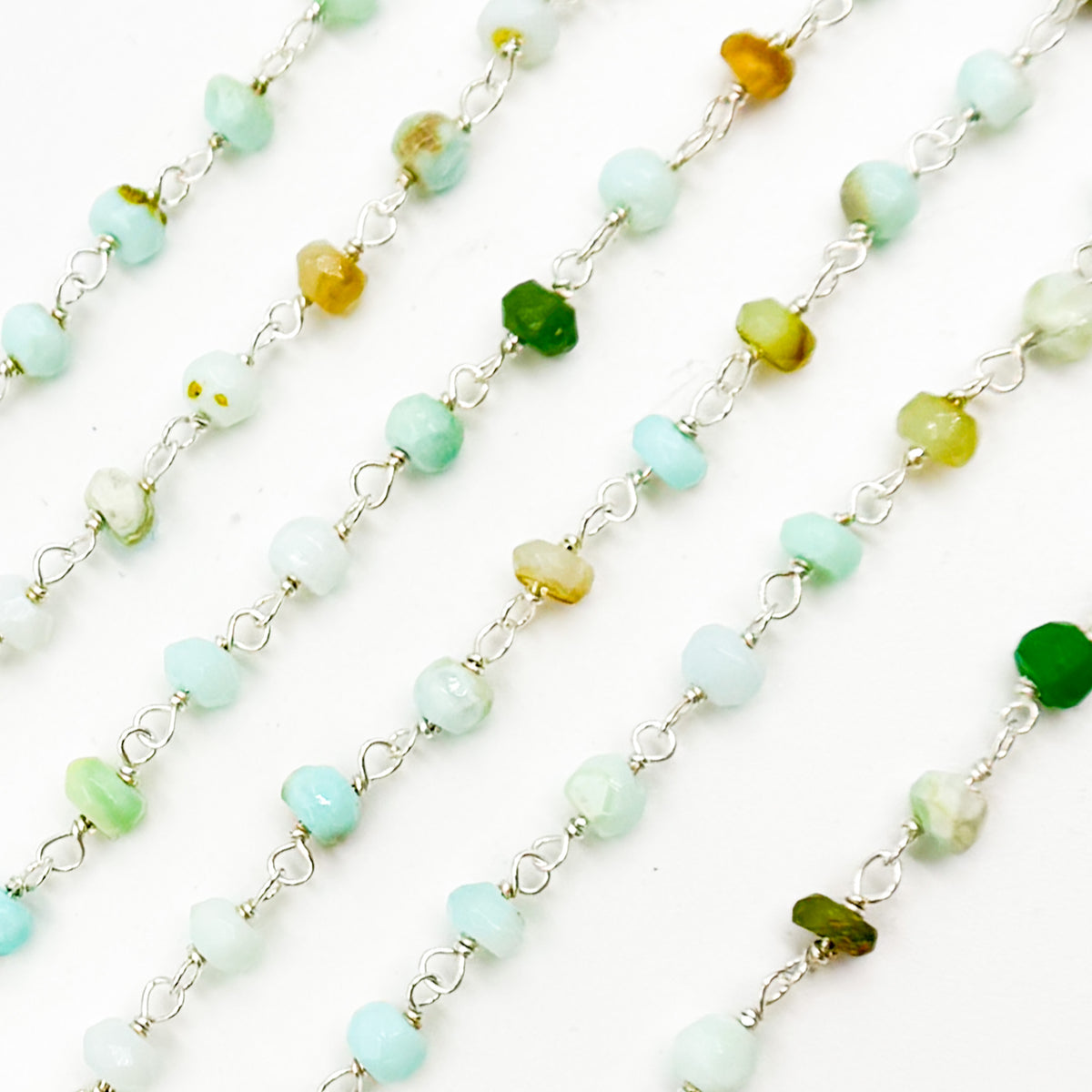 Peruvian Opal Sterling Silver Wire Chain