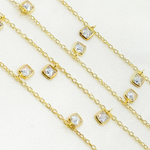 Load image into Gallery viewer, CZ2. 4mm Cubic Zirconia Square Shape Dangle Chain
