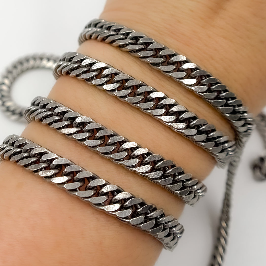 Y69OX. Oxidized Sterling Silver Double Curb Chain