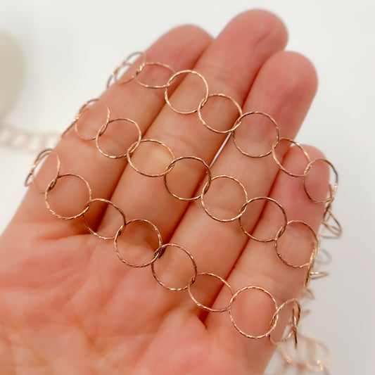 Rose Gold Plated Sterling Silver Diamond Cut Round Link Chain
