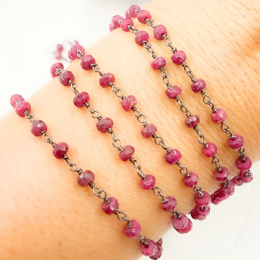 Dyed Ruby Oxidized Wire Chain
