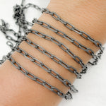 Load image into Gallery viewer, V184BRM. Oxidized 925 Sterling Silver Smooth Paperclip Chain
