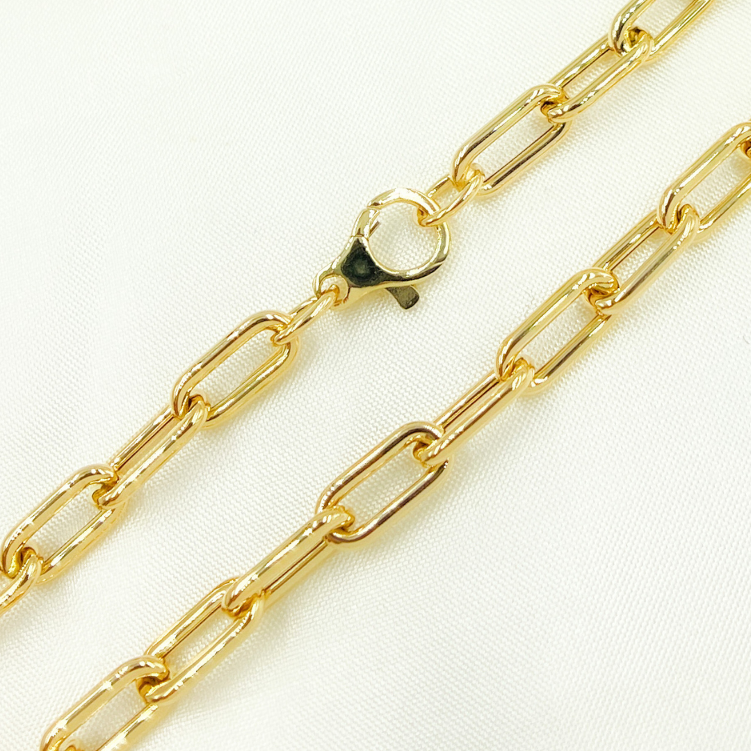 568762MG. 14K Yellow Hollow Gold Smooth Paperclip Chain