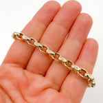 Load image into Gallery viewer, 568/A140B. 14K Solid Gold Hollow Flat Cable Link Bracelet