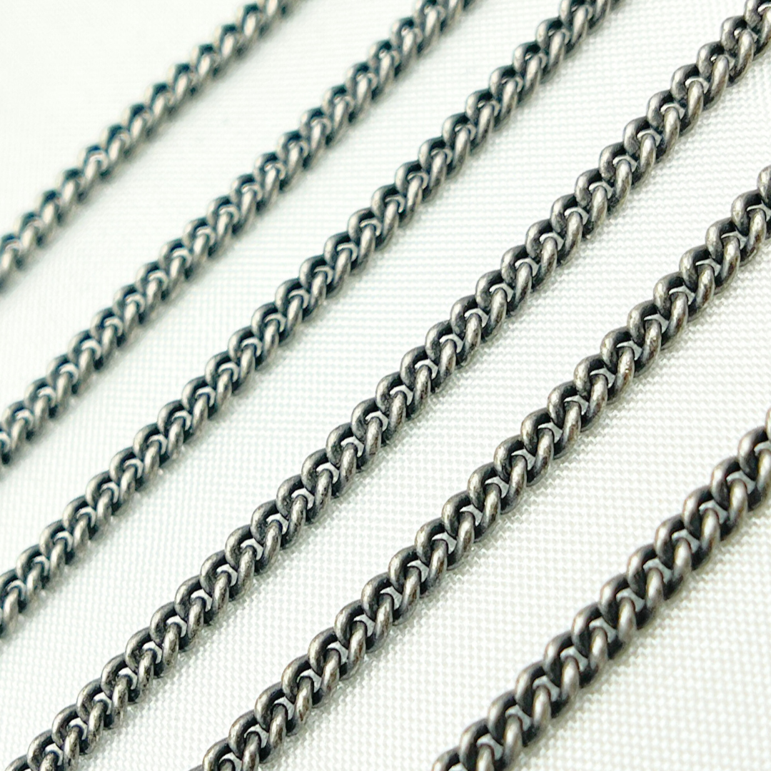 Oxidized 925 Sterling Silver Curb Chain. X18OX