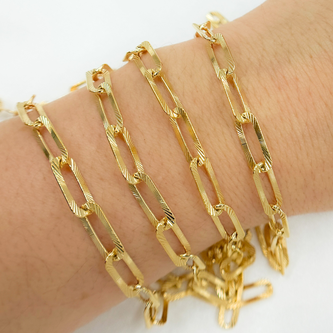 Gold Plated Sterling Silver Textured Paperclip Chain