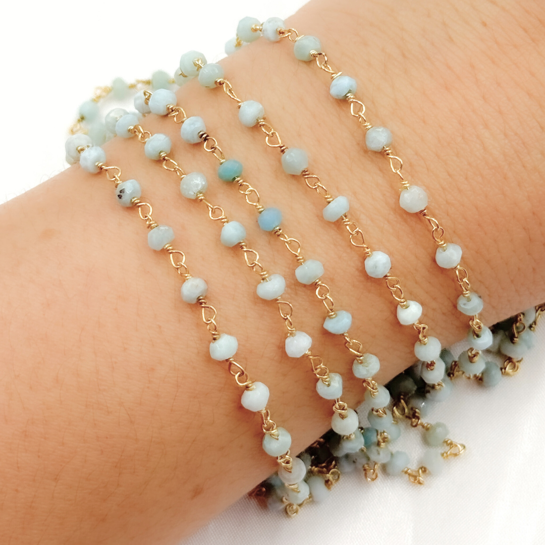 Larimar Gold Plated Wire Chain