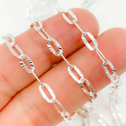 925 Sterling Silver Diamond Cut Oval Link Chain
