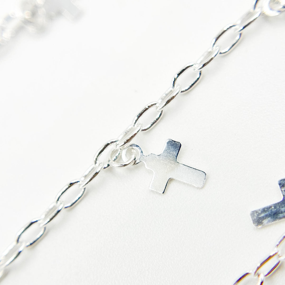 V311SS. Sterling Silver Fancy Dangle Cross-Link Chain