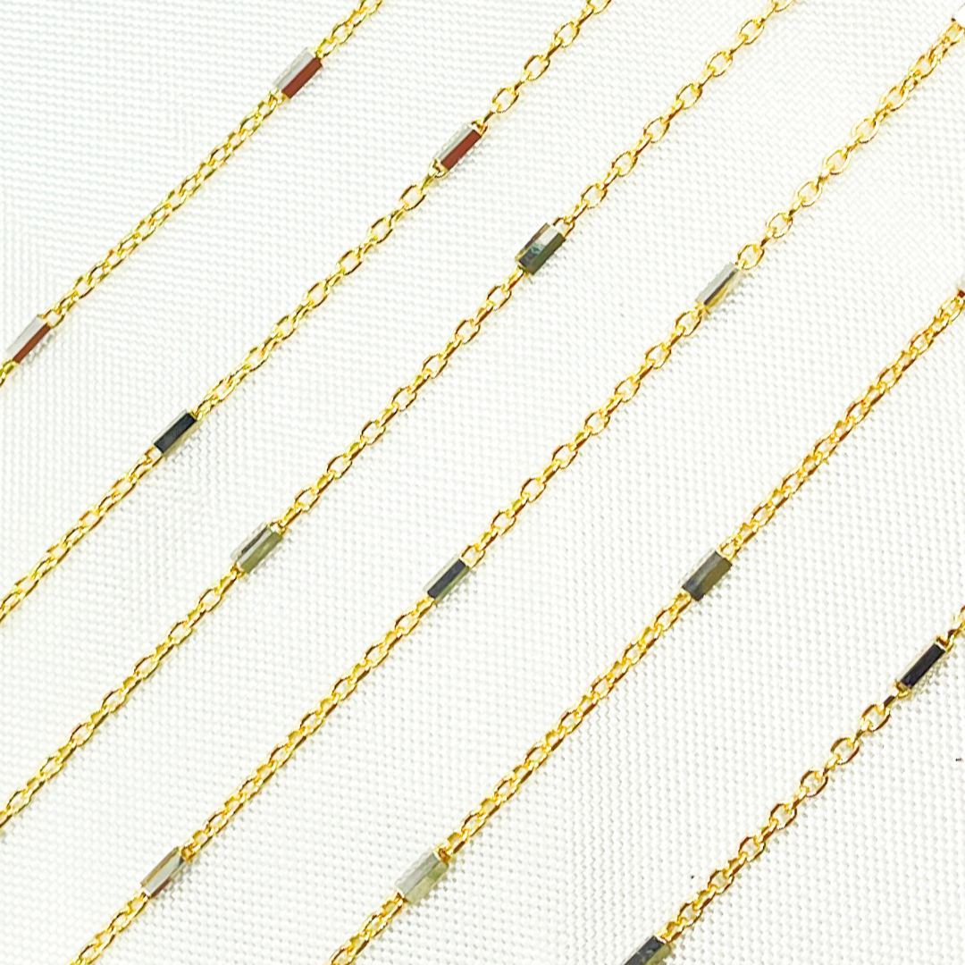 14k Solid Gold Tube Satellite Two Tone Chain