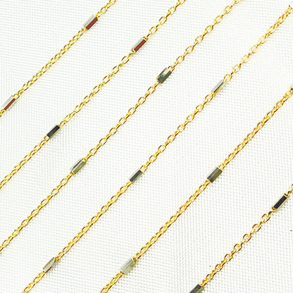 14k Solid Gold Tube Satellite Two Tone Chain