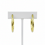 Load image into Gallery viewer, GER60. 14K Solid Gold Engraved Tornado Hollow Hoop Earrings