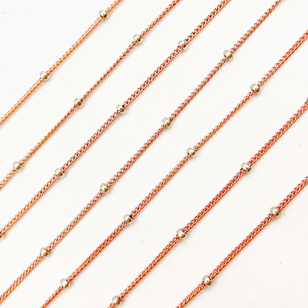 1035RGF. Rose Gold Filled with Silver Bead Satellite Chain