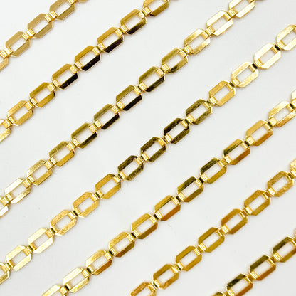 11SM64GF. 14K Gold-Filled Modern Rectangular Fancy Link Chain