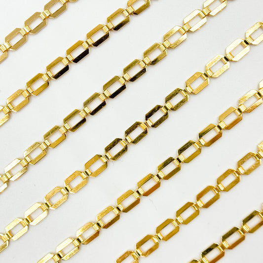 11SM64GF. 14K Gold-Filled Modern Rectangular Fancy Link Chain