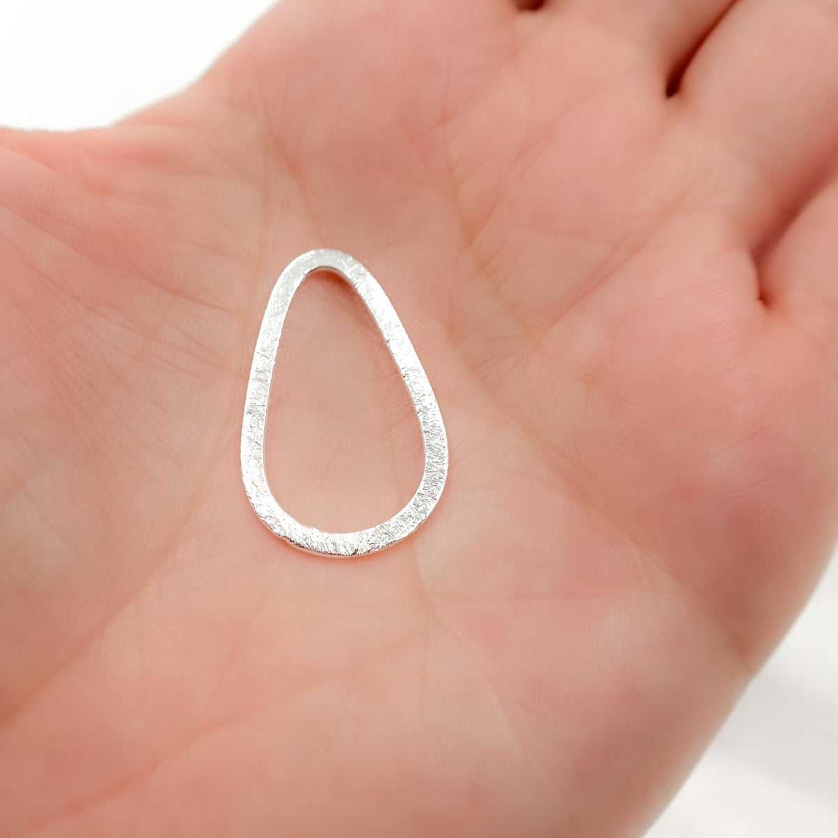 25MM White Sterling Silver Brushed Drop Connector