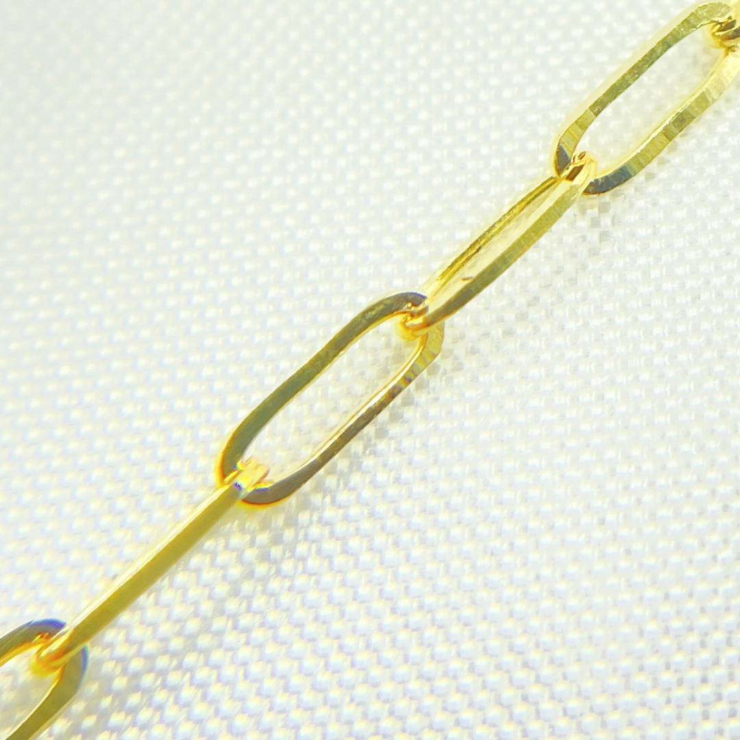 14k Solid Gold Diamond Cut Paperclip Link Chain