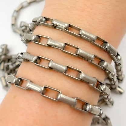 Oxidized Sterling Silver Smooth Box Chain