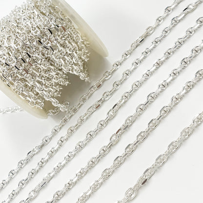 Sterling Silver Diamond Cut Marina Chain