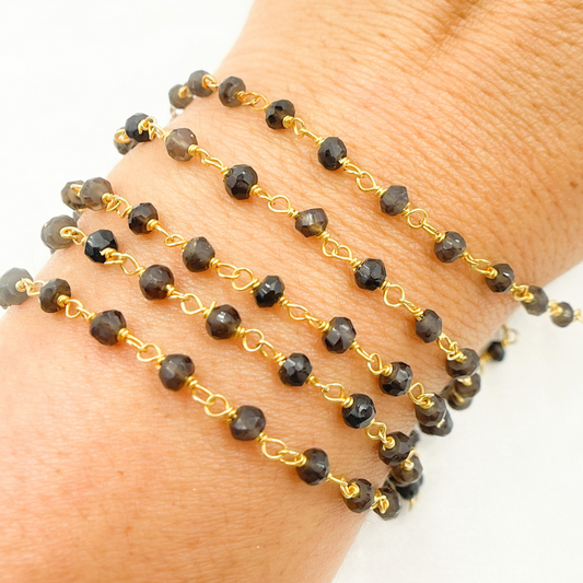 Smoky Quartz Organic Shape Wire Chain