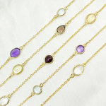 Load image into Gallery viewer, Multi Gemstone Organic Shape Gold Plated Connected Wire Chain. MGS13
