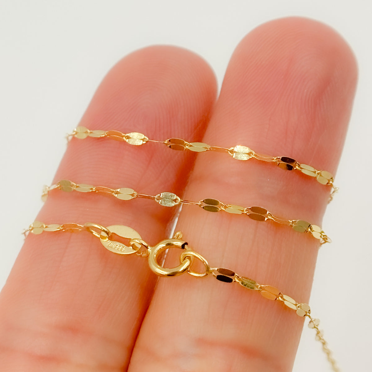 14K Solid Gold Flat Marina Chain