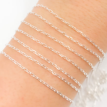 Sterling Silver Diamond Cut Paperclip Link Chain