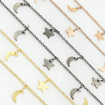 Load image into Gallery viewer, Star &amp; Moon Shapes Dangle Wire Chain. 307SM
