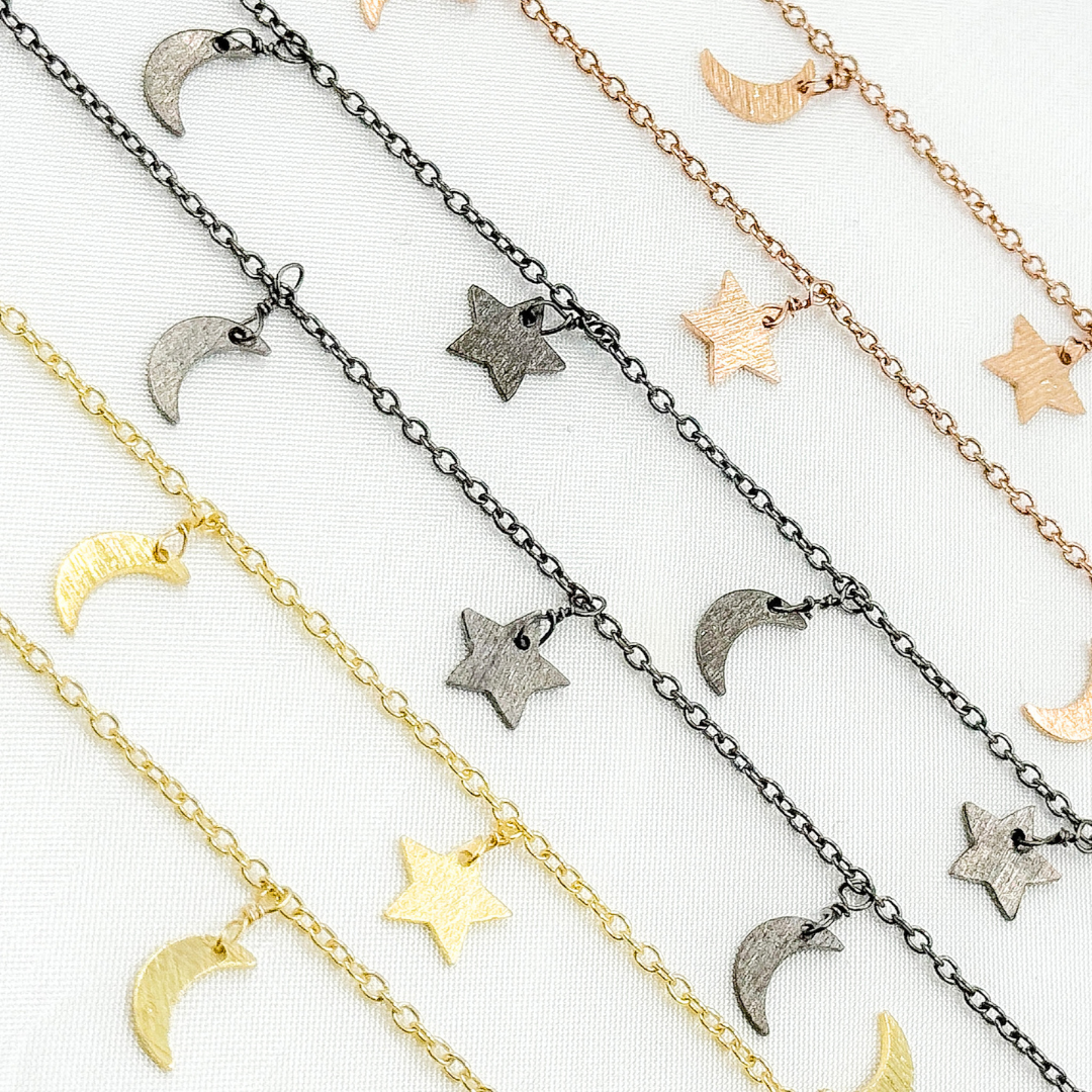 Star & Moon Shapes Dangle Wire Chain. 307SM