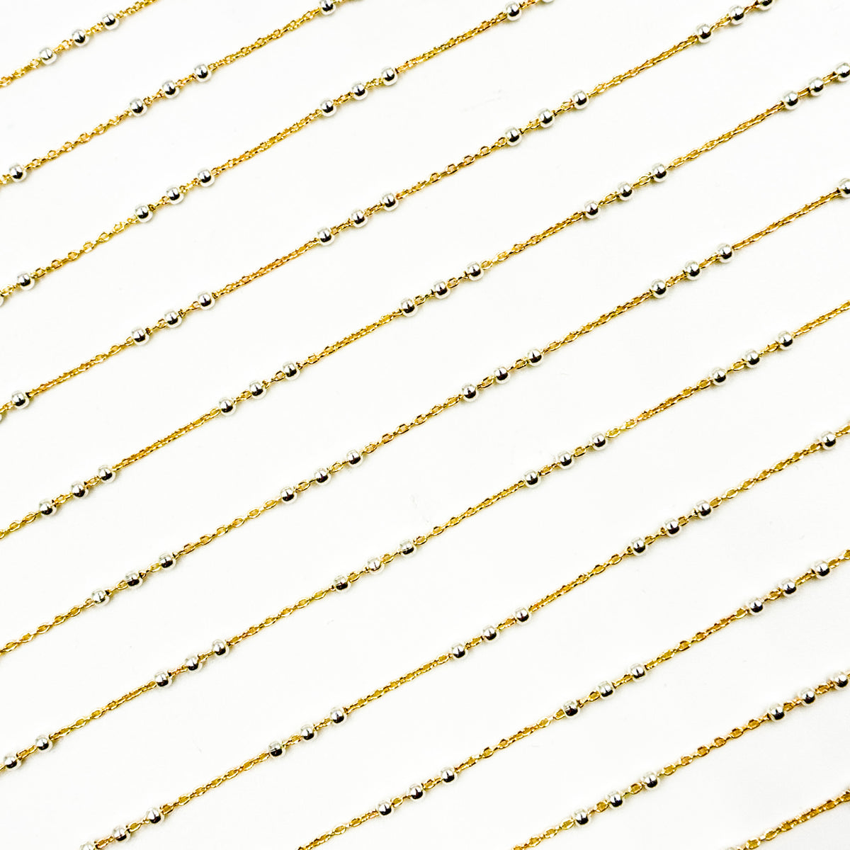 V289TT. 14k Gold Filled Chain and 3 Sterling Silver Beads in Between