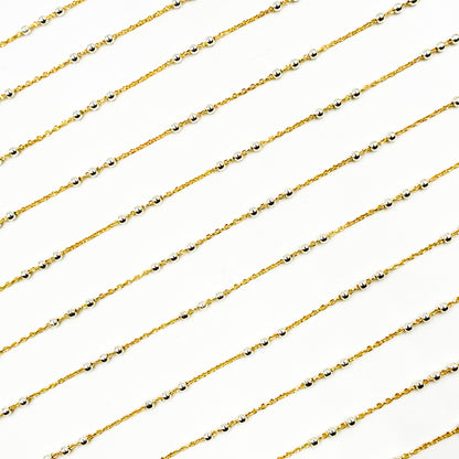 V289TT. 14k Gold Filled Chain and 3 Sterling Silver Beads in Between