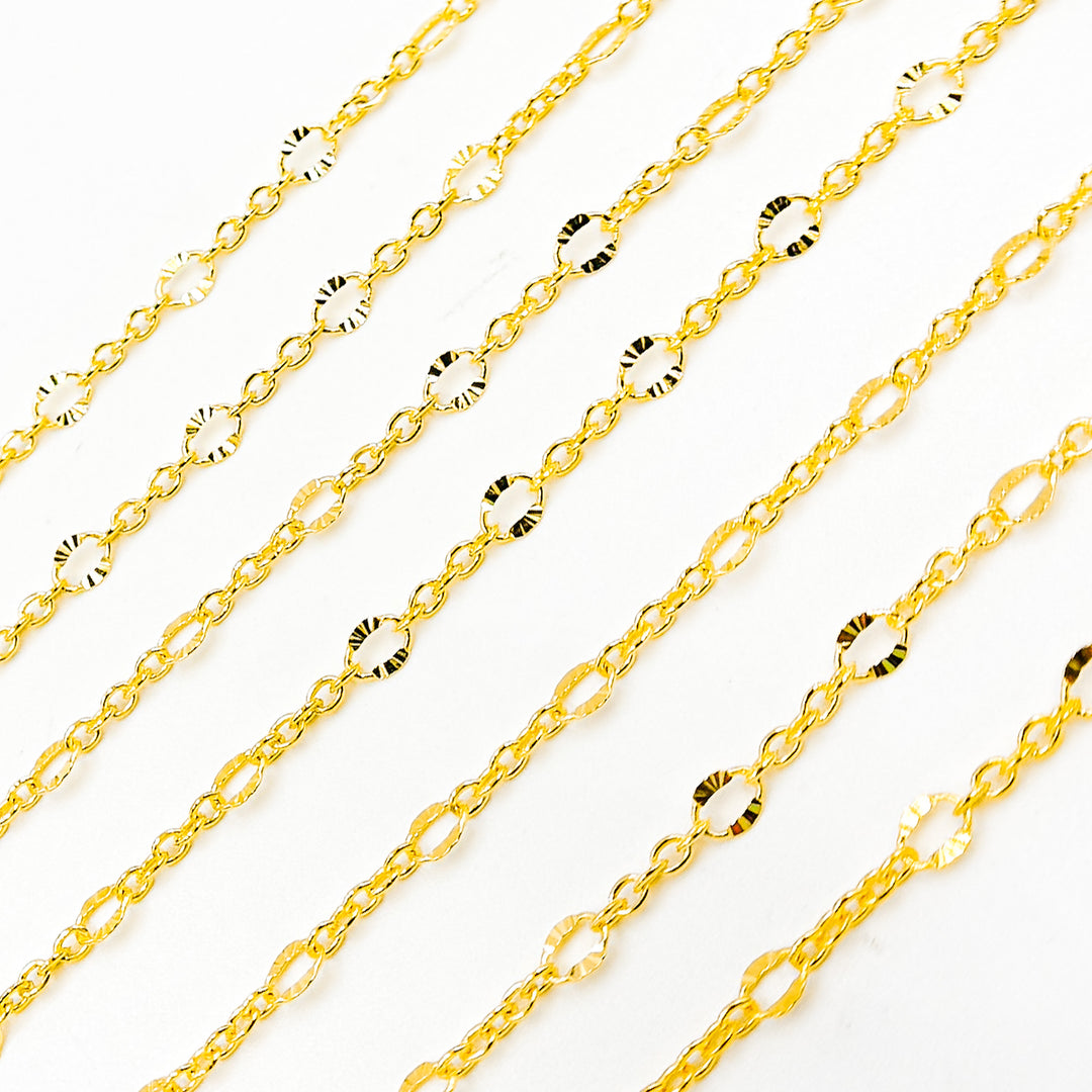 V304GF. 14k Gold Filled Cable and Diamond Cut Marina Link Chain