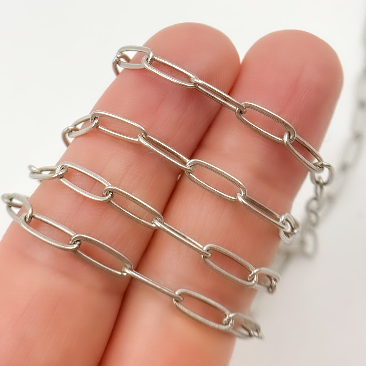 Oxidized Sterling Silver Flat Paperclip Chain