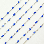 Load image into Gallery viewer, V203BLSS. Sterling Silver Blue Color Enamel Chain
