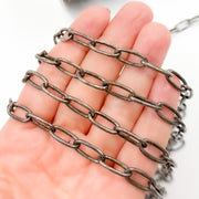 Black Rhodium Sterling Silver Oval Link Chain
