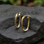 Load image into Gallery viewer, 15850021777.  14K Solid Gold Fancy Rectangle Hollow Hoop Earrings