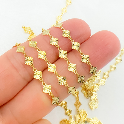 V72GP. Gold Plated 925 Sterling Silver Hammered Diamond